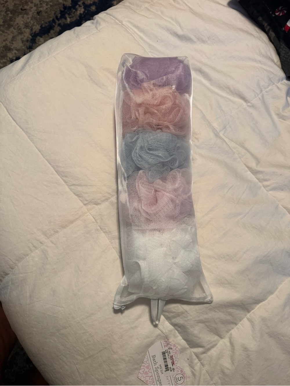 Pack of Pastel Bath Poufs - Multi Color